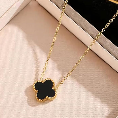 Van Cleef Inspired Clover Necklace Black 18K Gold Plated, Waterproof and Anti-Tarnish